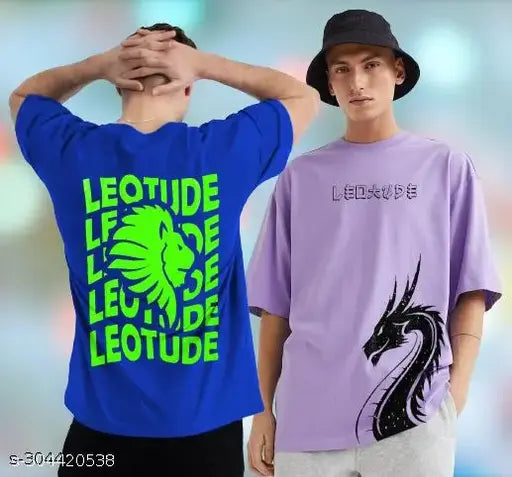Trendy LEOTUDE Men's Oversized Half Sleeve Round Neck Casual T-Shirt | Plus Size Also Available