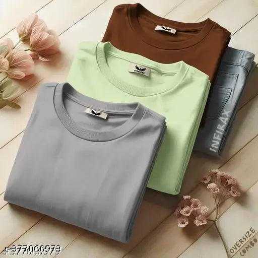 Oversized 3X Combo T-shirt with three visible designs in shades of green, brown and blue