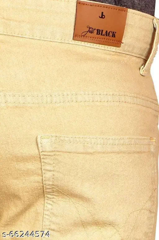 Black cotton straight brown jeans for men, regular fit, stretchable, ice brown color, size 30 (waist 30in, length 42in), made in India