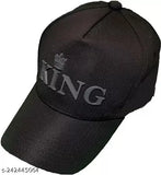 Trendy men's black cotton king cap pack-2, stylish baseball hat in black color, cotton fabric, others pattern, imported from India