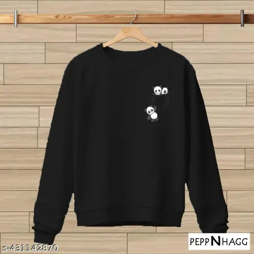 Cotton long sleeve t-shirt for kids with printed panda pocket, size 2-3 years (11 in bust), made in India
