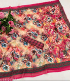 Floral print silk saree, with palav blouse