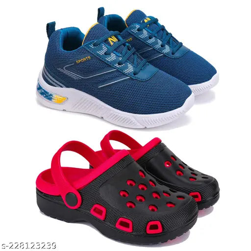 Blue, black and white Bersache kids' casual sneakers with velcro closure