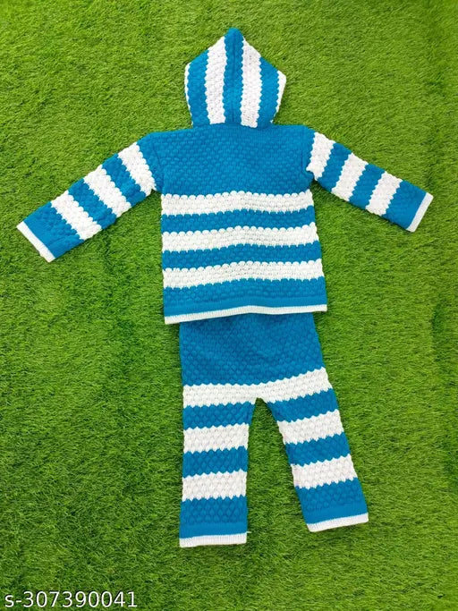 Woolen winter sweater pajama for kids, self-design net pattern, long sleeves, India origin