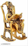 Antique gold oxidized metal Ganesh figurine reading Ramayan on chair, traditional Indian home decor or gift