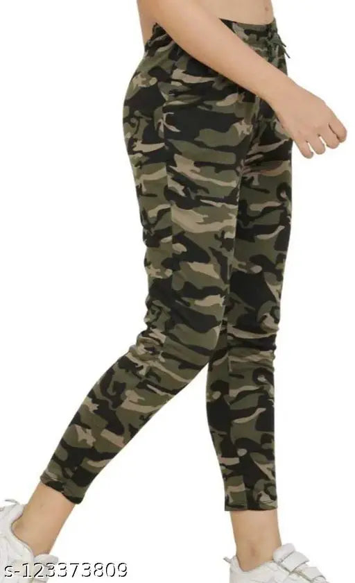Cotton blend army printed jogger for women and girls - Trusha pack of 2 dresses with sizes 26, 28, 30 (India)