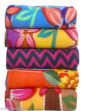 Multicolor floral fleece AC blankets, lightweight & soft touch. Pack of 5 for single bed