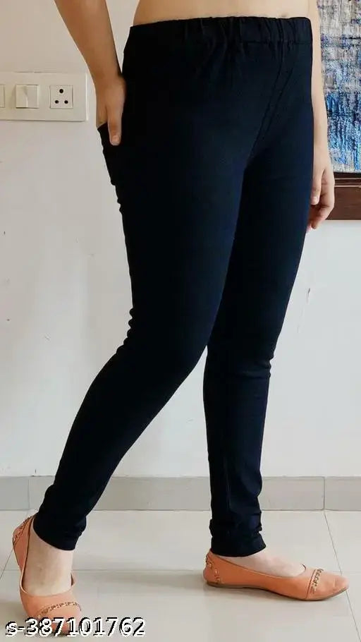 Solid denim elastic belt jegging for women, size 30/waist 30in, length 38in, hip 36in - stylish denim fashion wear