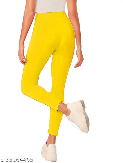 Stretchable cotton blend women's jeggings, solid color for comfortable everyday wear