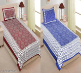 Trendy botanical-printed single cotton bedsheets & pillow covers, superfine quality by VNV Creation - Summer ready