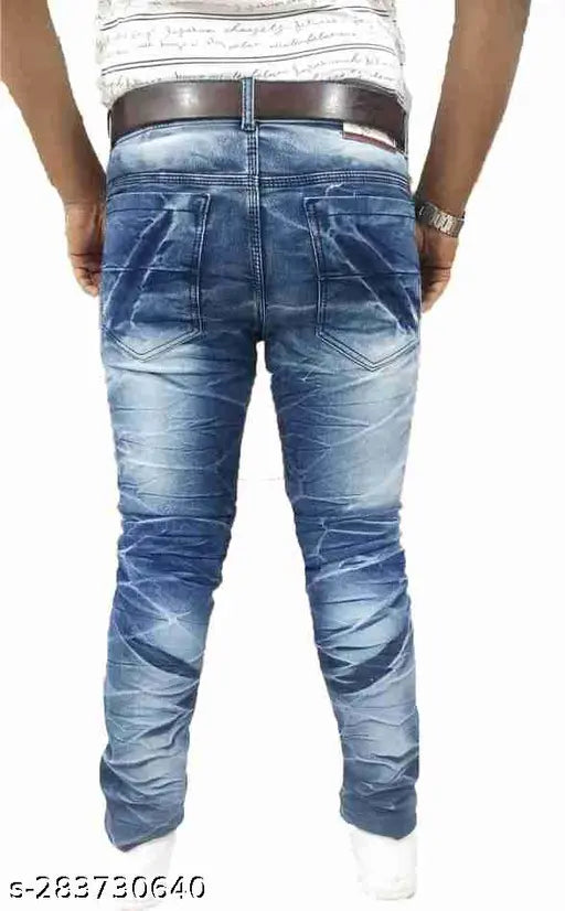 Cotton blend solid net funky outgoing jeans, comfortable everyday wear for active life