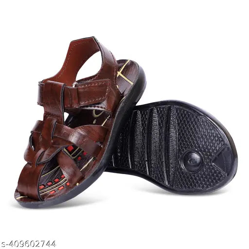 Black leather sandal with braided straps, casual party wear