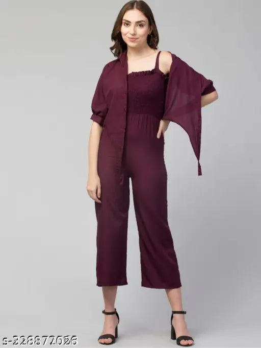 Crepe sleeveless Urbane Grace jumpsuit, solid net, XS size (India)