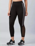 Striped net Lycra track pant for women - gymwear classic look, size 24-44 (India origin)