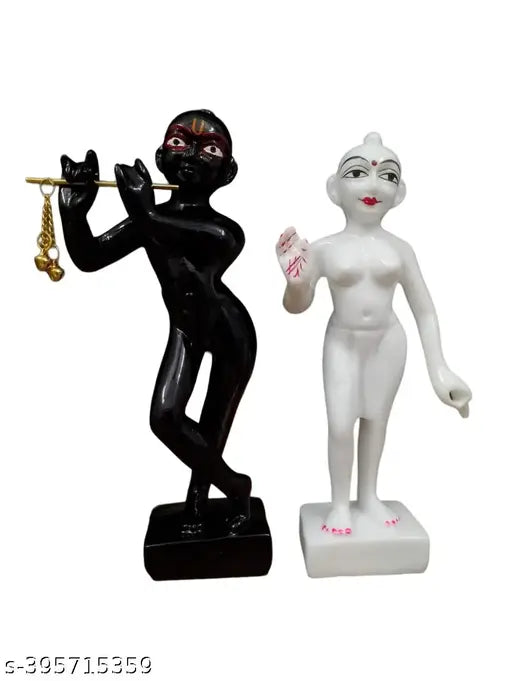 Marble dust Iskon Radha Krishna statue, traditional Indian Krishna idol for home decor or pooja room, 9" height and 2.5 cm length