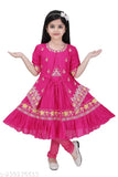 Embroidered net cotton frock for girls, short sleeves, rayon fabric, sizes 4-5 to 9-10 years, handcrafted in India