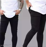 Men's cotton lavish jeans, solid black cotton blend, sizes 26, 28, 30, 32 - high-quality Indian denim