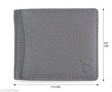 Grey leather men's bi-fold wallet, Hide Horn branded with RFID protection and multiple compartments