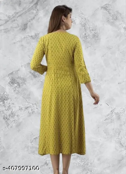 Embroidered rayon Anarkali kurti for women, full-length gown with intricate design, ideal for weddings and festive occasions