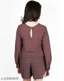 Maroon printed rayon jumpsuit, long sleeves by Magnetic Designs for casual wear