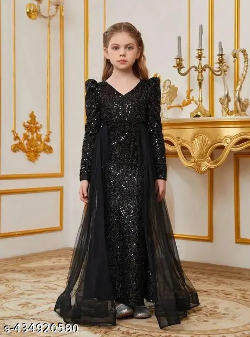Embellished net viscose dresses for girls (2-14 years), cute classy frocks from India
