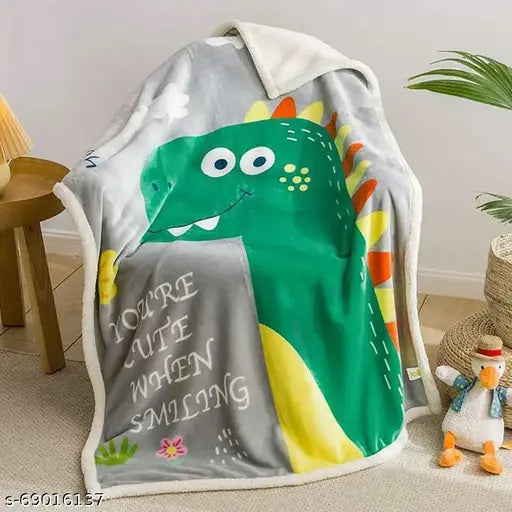 Coral dinosaur-printed, lightweight fleece baby blanket - soft, cozy, and versatile for all seasons
