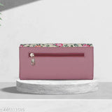 Purple floral embroidered leather phone pocket handbag, zip closure