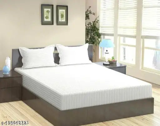 Royal striped polycotton double bedsheet, superfine quality, 2 pillow covers, ideal for adults, summer use, India origin