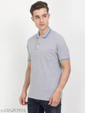 Grey cotton short-sleeve polo t-shirts for men, Masculino Latino brand, 100% cotton pocket polos, India origin