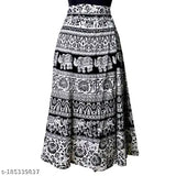 Black and white patterned women's cotton skirt