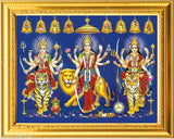 Gold Nav Durga Maa laminated photo frame, 7.5x9.5 inches, Indian devotional art