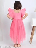 Pink net high-low dress for girls aged 2-3 to 6-7 years, perfect for parties