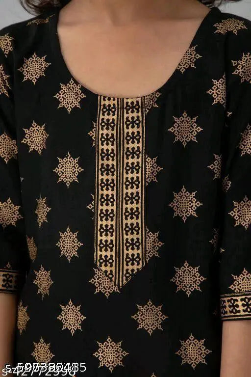 Rayon Kurta Plazzo set, A-line with three-quarter sleeves and printed pattern, for girls aged 4-6 years, Indian ethnic wear