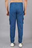 Denim cargo jogger for men, dyed/washed, Indian-made, size 30 (waist 30", length 39", hip 38")