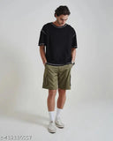 Mens oversized fit cotton t-shirt, drop shoulder style - high-quality Indian boutique t-shirt for men in solid color (size S: 38in/26in, M: 40in/26in, L: 42in/27in, XL: 44in/27in)