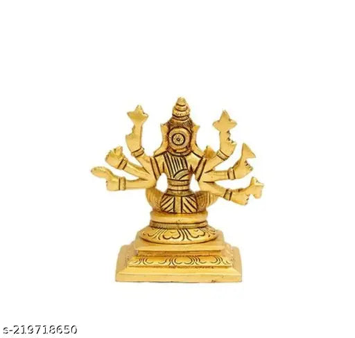 Brass 8-handed Varahi Amman idol, depicting Lord Vishnu's Varaga Avatar, finely crafted, small size (4cm x 6cm x 4cm), Indian origin