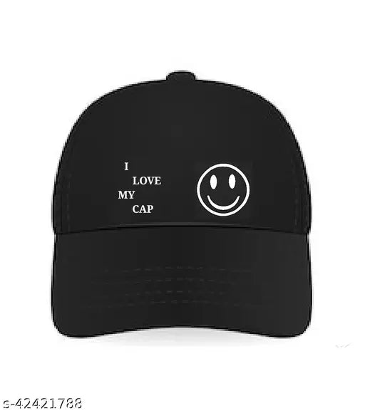 A casual modern women's cap with an emoji on it
