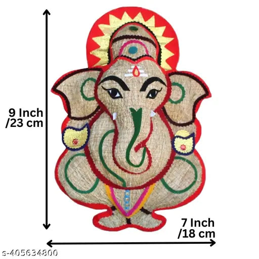 9 inch wooden Vetiver root Lord Ganesha wall hanging, eco-friendly and aromatic