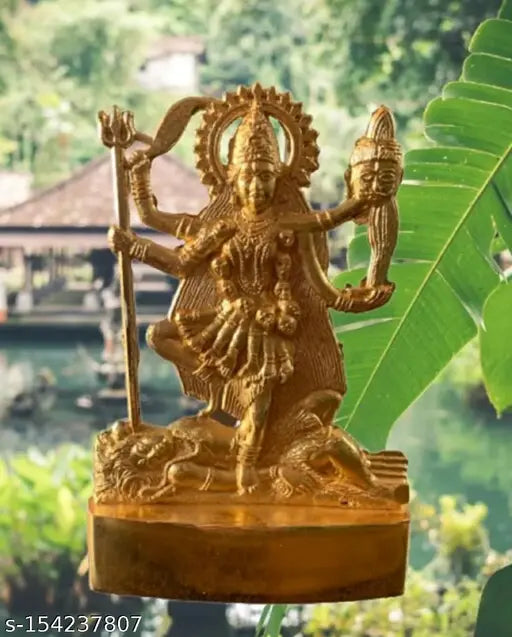 Gold and brass Kalima statue, 30cm tall, decorative showpiece, Hindu deity worshipped as a goddess of time, destiny, and energy