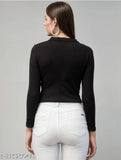 Lycra long-sleeved solid crop top 2 in various sizes for girls by Naaz Fashion, made in India