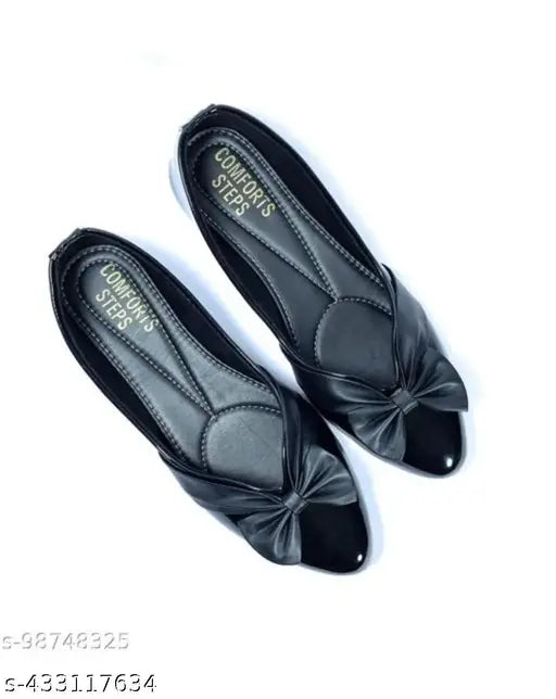 Black flats with bow detail
