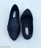 Women's black PU ballerinas, embellished slip-on shoes for EURO size 37, IND-4 (country of origin: India)