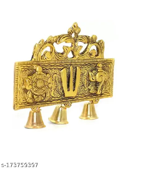 Antique brass Tirupati Shankh Chakra Namah Yantra, 18 cm x 15 cm x 2.5 cm decorative wall hanging for home/office, India origin