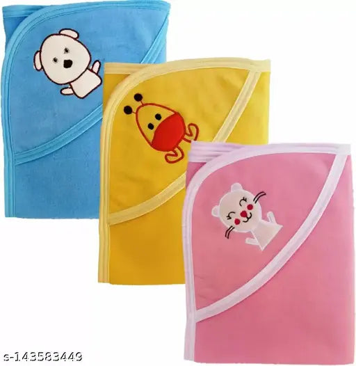 Soft cotton BabyZone new born blanket set, eco-friendly colors, all season sleeping bag pack of 3 for AC and mild winters, free size, gentle on baby's skin