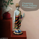Resin Buddha Statue (10cm x 38cm), ideal for living room showpiece, peaceful decorative Asian art