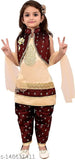 Embroidered nylon kurta set with dhoti pants for girls aged 1-14 years, Indian fashion on display