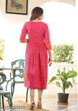 Alya pink rayon kurta with dyed/washed bendaj print, three-quarter sleeves, women's fashion, Indian ethnic wear (S: 36in bust, M: 38in bust, L: 40in bust, XL: 42in bust, XXL: 44in bust)