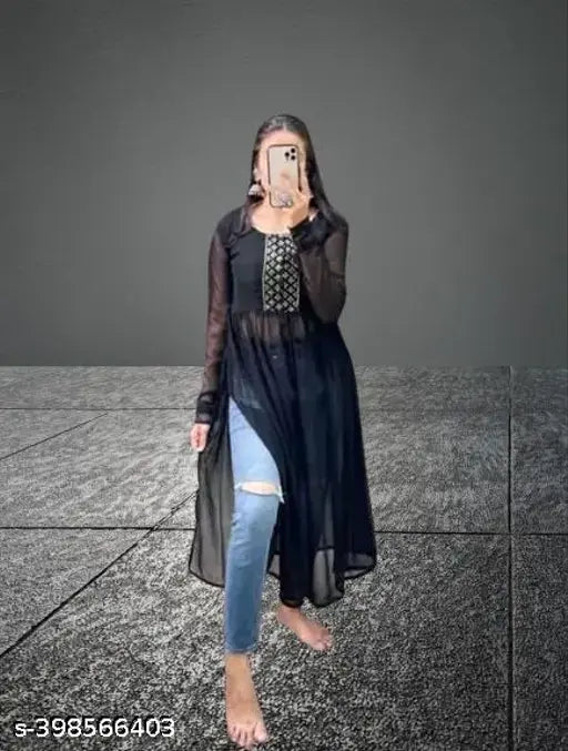 Work wear, Naira cut, Kurti style, Women's dress, Georgette material