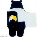 Navy Blue Microfiber Hooded Baby WrapperBlanket by Aakriti - Soft, safe, and trendy
