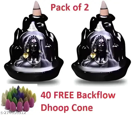 Traditional poly resin Adi Shankara back flow smoke statues, Indian handicraft for home decor (Pack of 2)
